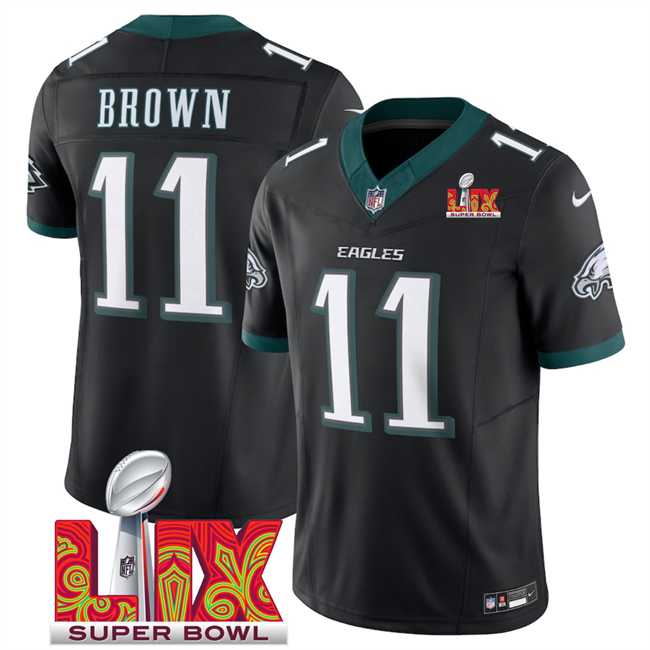 Men & Women & Youth Philadelphia Eagles #11 A.J. Brown Black 2025 Super Bowl LIX Patch New F.U.S.E. Vapor Untouchable Limited Stitched Jersey